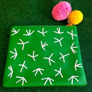 STUDIO DIY! CACTUS GREEN CLUTCH BAG WITH POM POMS CHAIN